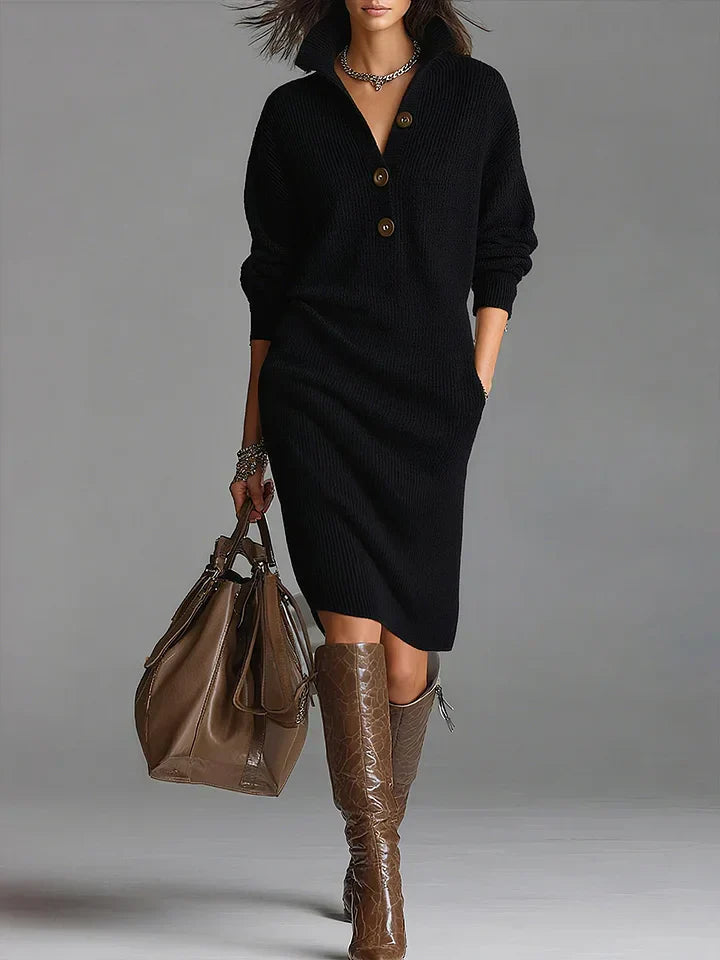 Tessa | Knit Dress with Collar & Buttons