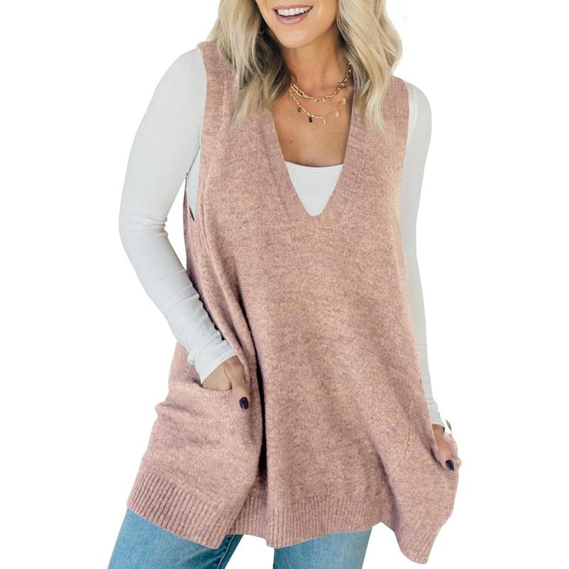 Amber | Sleeveless V-Neck Tunic Knit Vest
