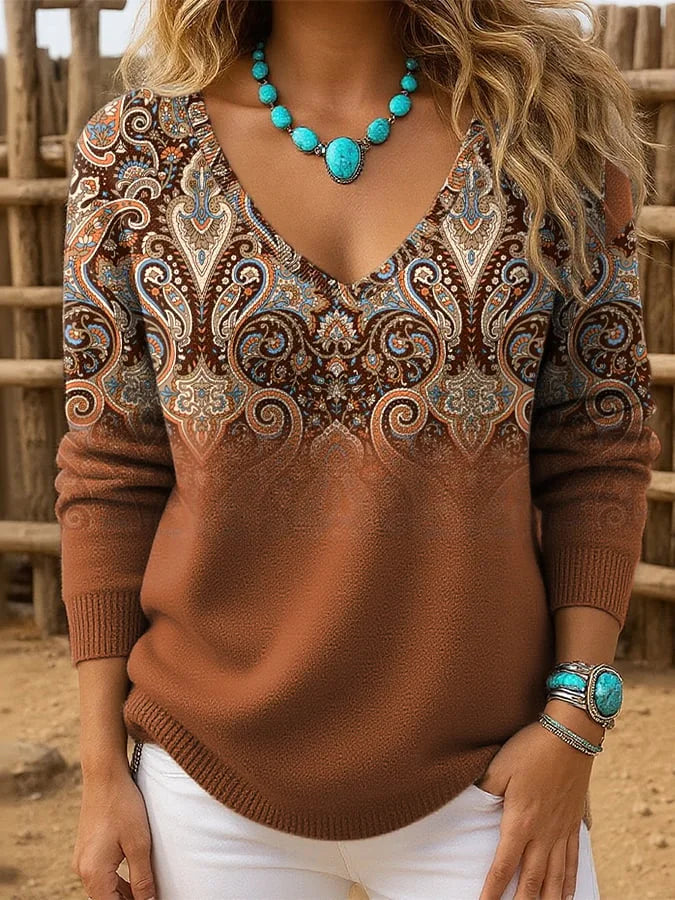 Marla | Printed V-Neck Sweater