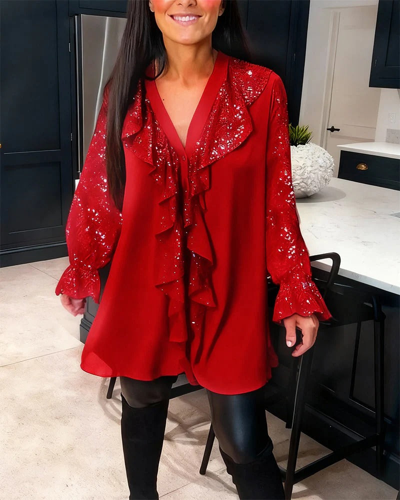 Calista | Elegant Chiffon Sequin Blouse