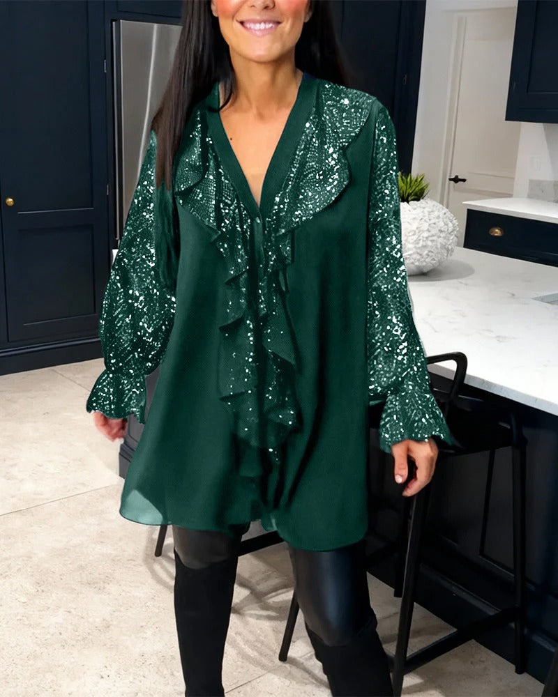Calista | Elegant Chiffon Sequin Blouse
