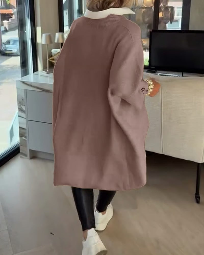 Hazel | Asymmetric Buttoned V-Neck Sweater