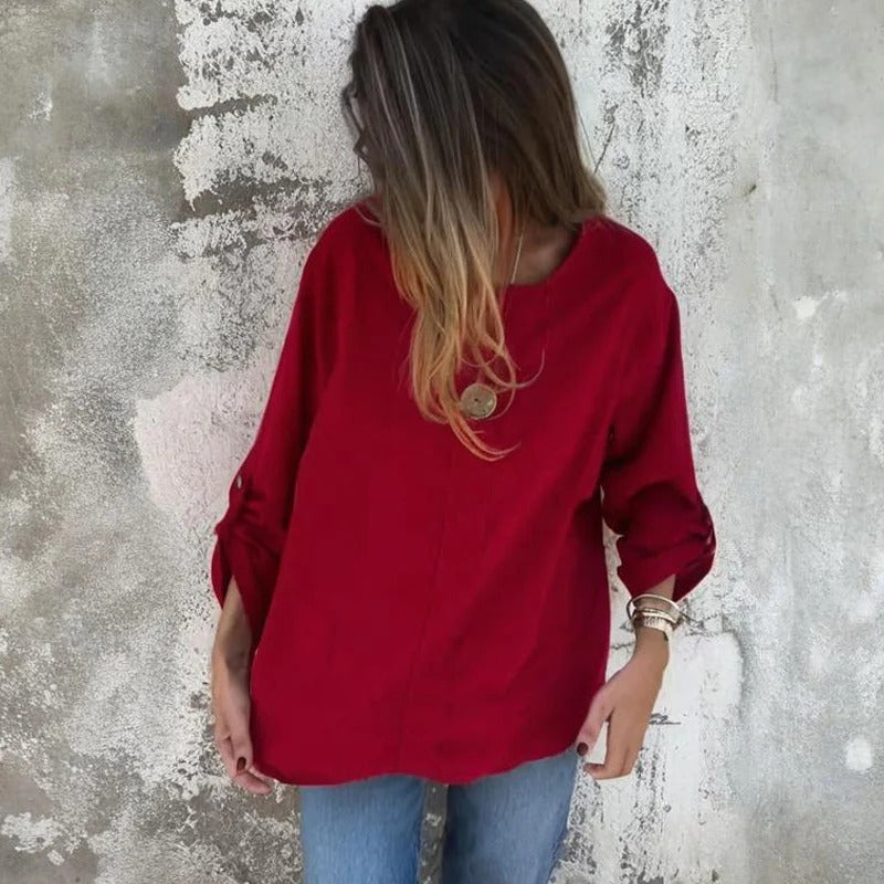Isabella | Relaxed Blouse with Rolled-Up Sleeves