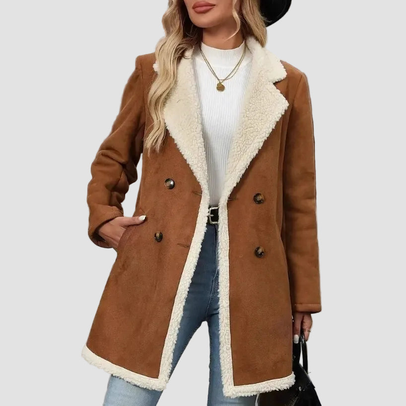 Annie | Mid-Length Suede-Feel Coat