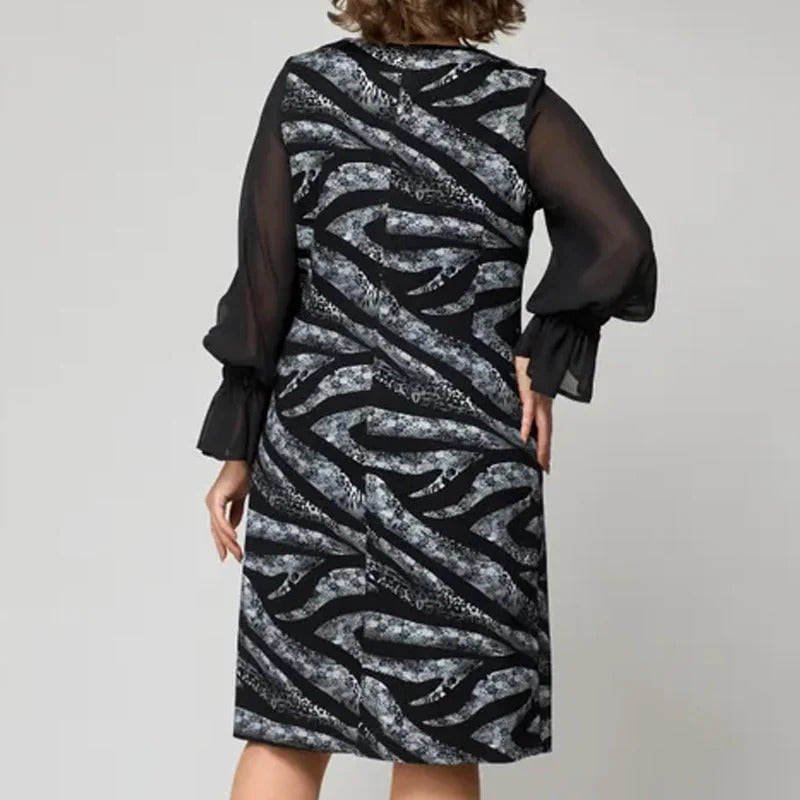 Olivia | Long Sleeve Round Neck Print Dress