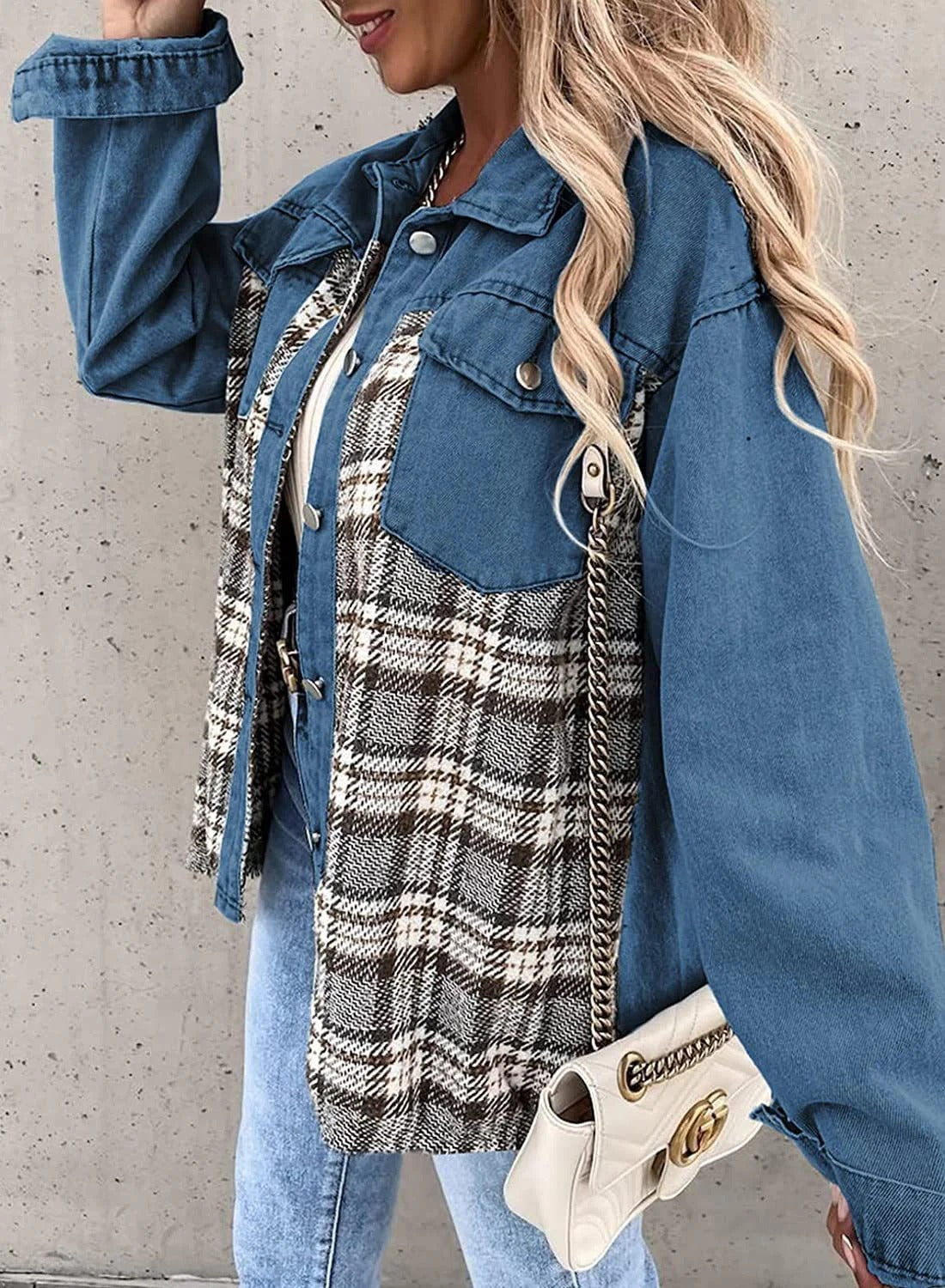 Sophie | Checkered Denim Jacket