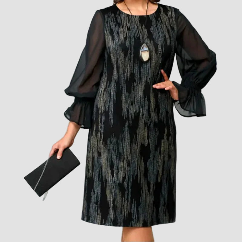 Olivia | Long Sleeve Round Neck Print Dress