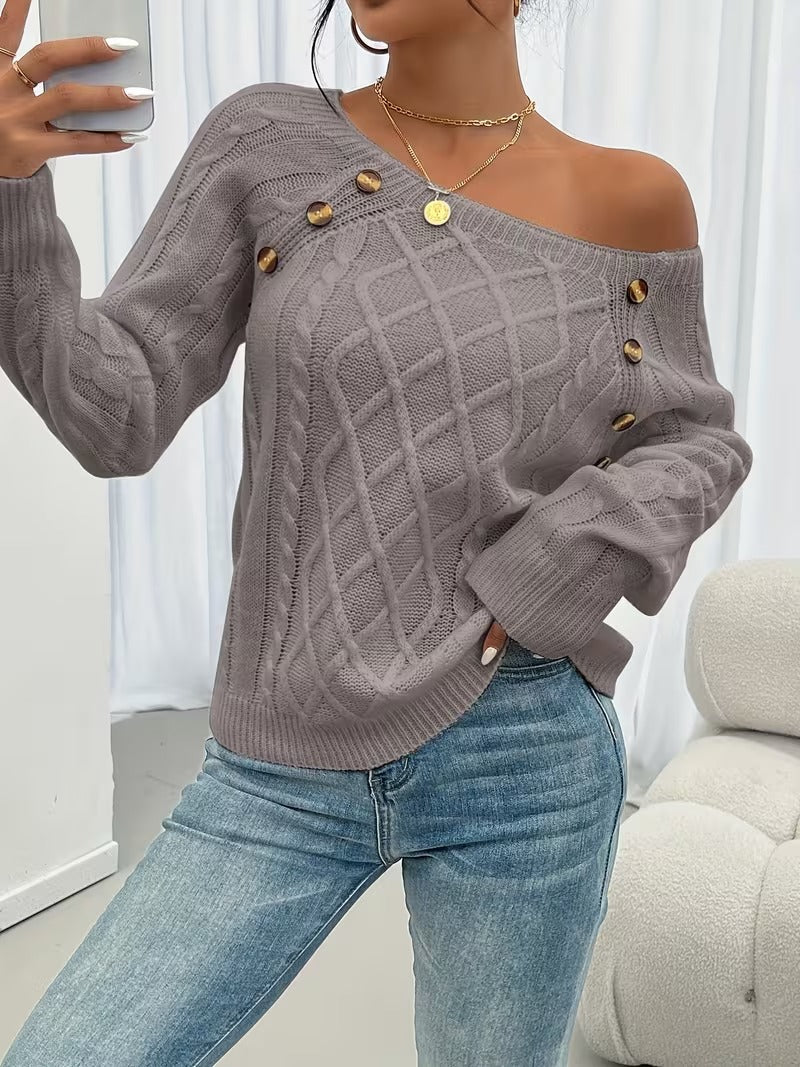 Tessa | Square Neck Cable Knit Sweater