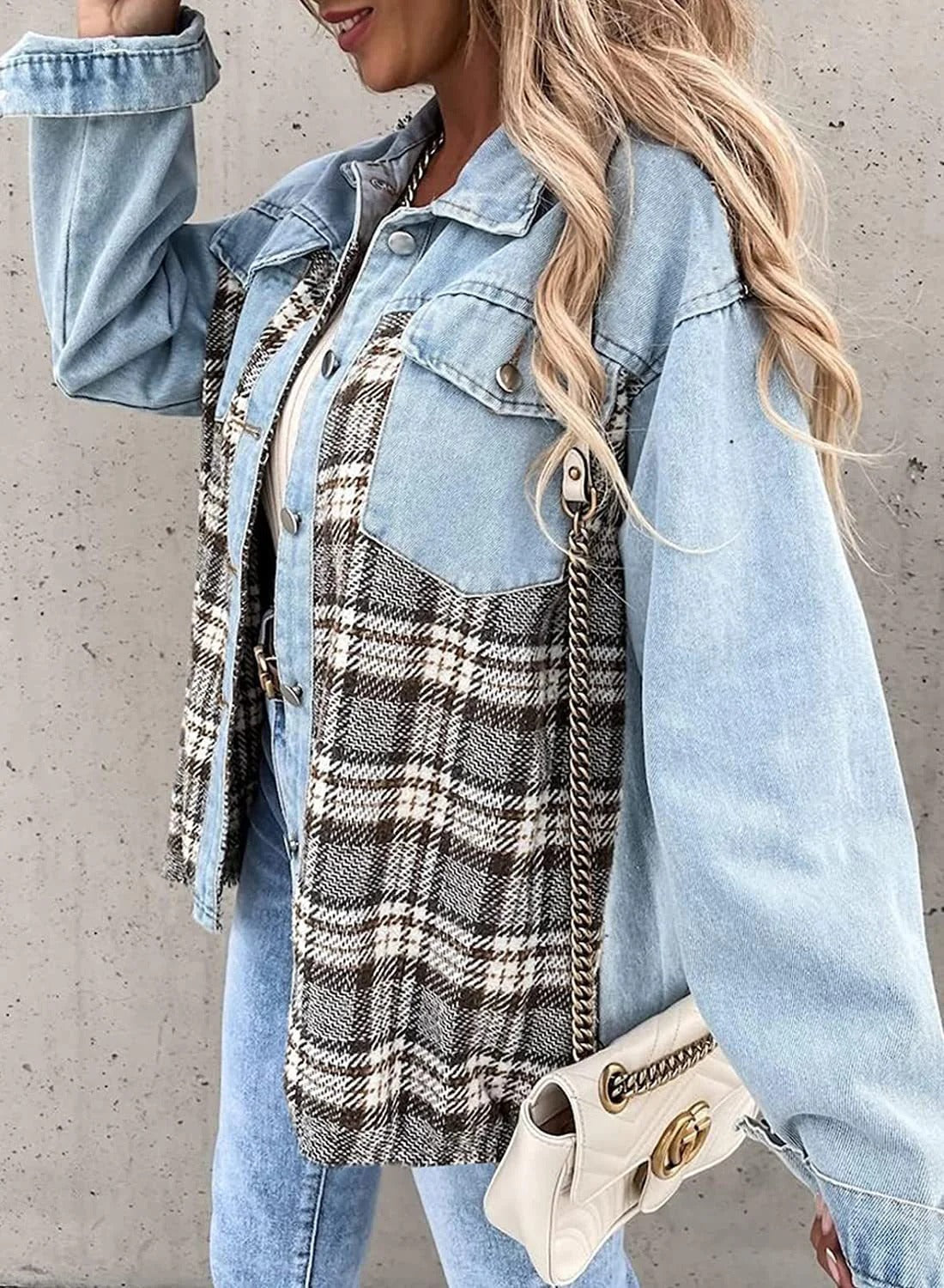 Sophie | Checkered Denim Jacket