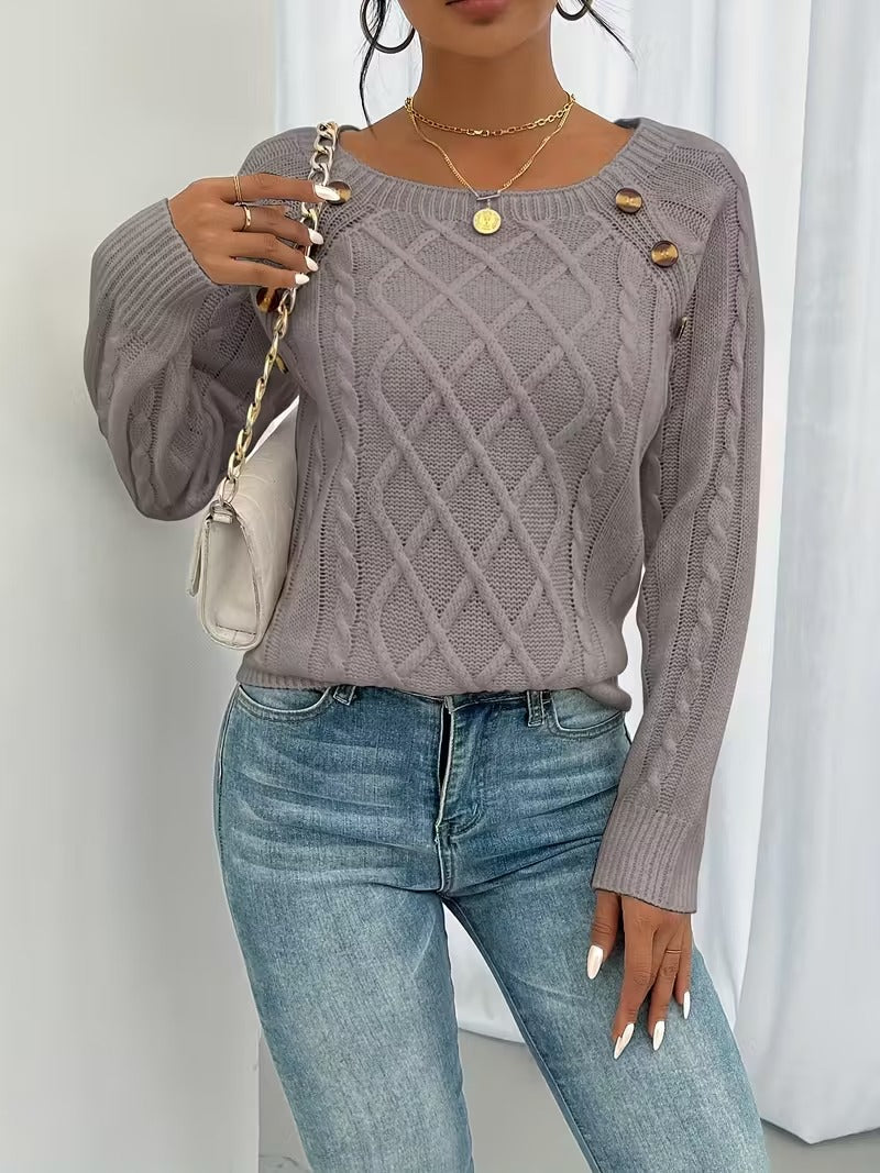 Tessa | Square Neck Cable Knit Sweater