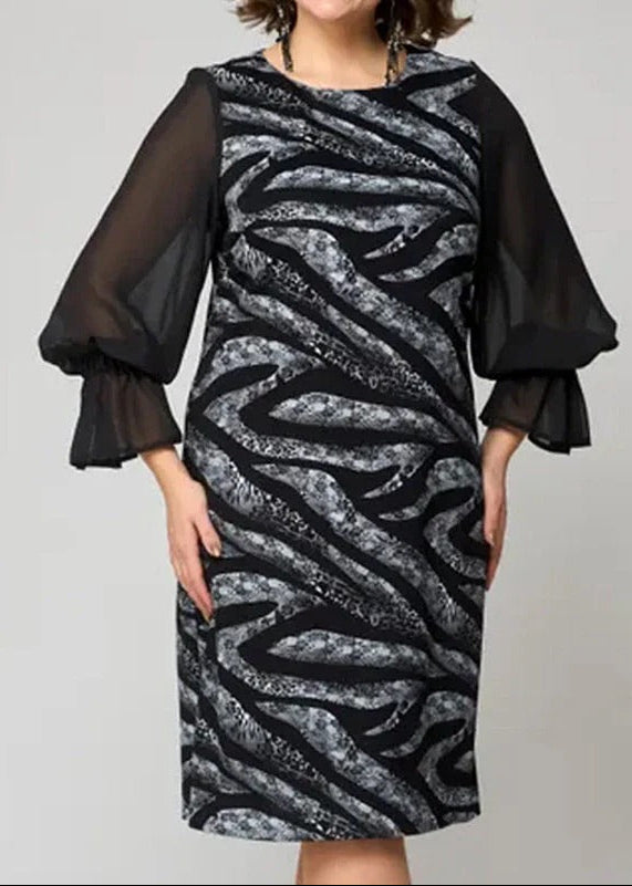 Olivia | Long Sleeve Round Neck Print Dress