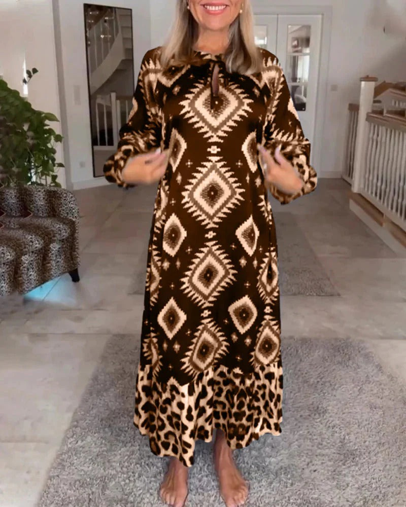 Marie | Leopard Print Long Sleeve Maxi Dress