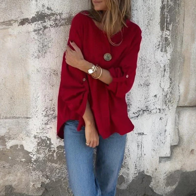 Isabella | Relaxed Blouse with Rolled-Up Sleeves