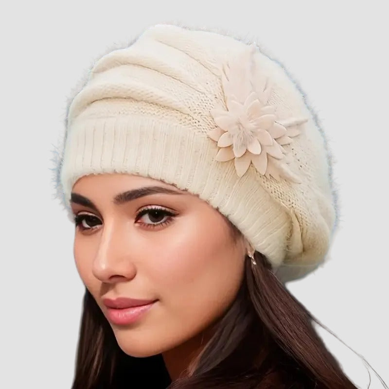 Floreva | Women's Flower Knit Beanie
