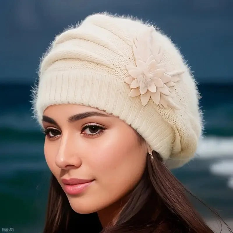 Floreva | Women's Flower Knit Beanie