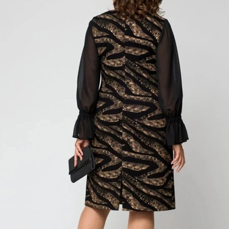 Olivia | Long Sleeve Round Neck Print Dress