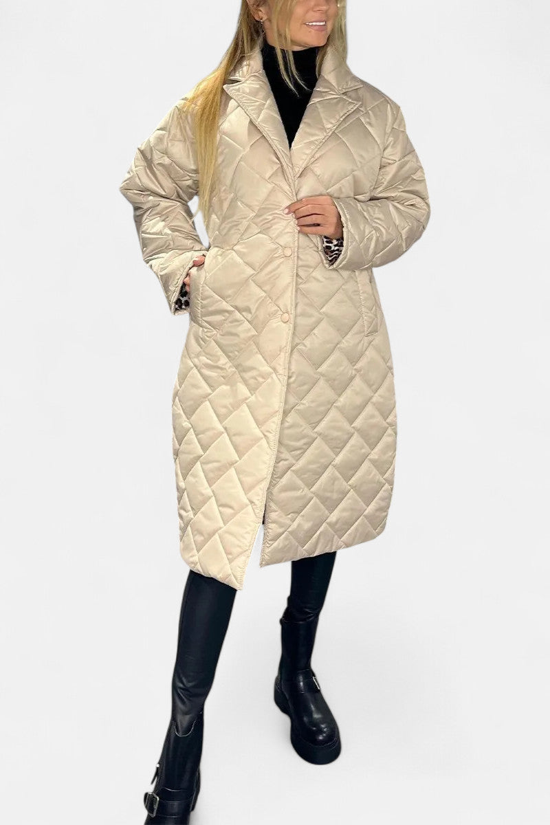 Ofira | Quilted Coat with Leopard Lining