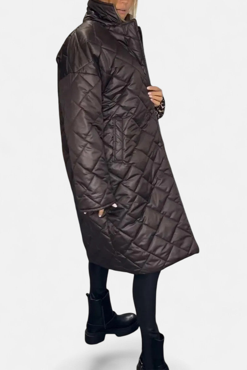 Ofira | Quilted Coat with Leopard Lining