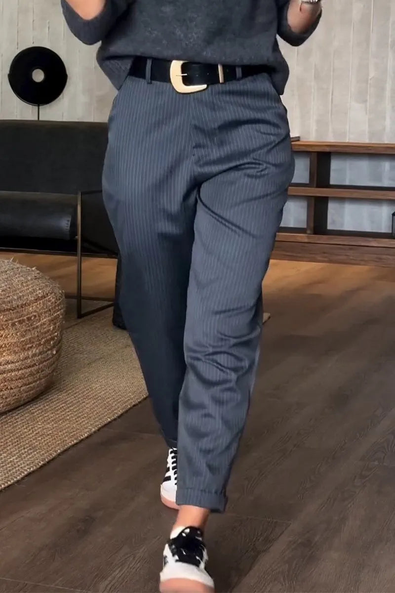 Mathilda | Elegant Stripe-Detail Slim-Fit Pants