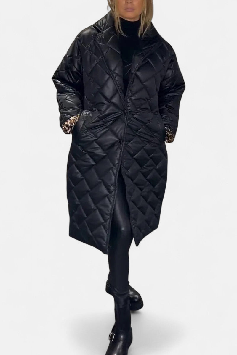 Ofira | Quilted Coat with Leopard Lining