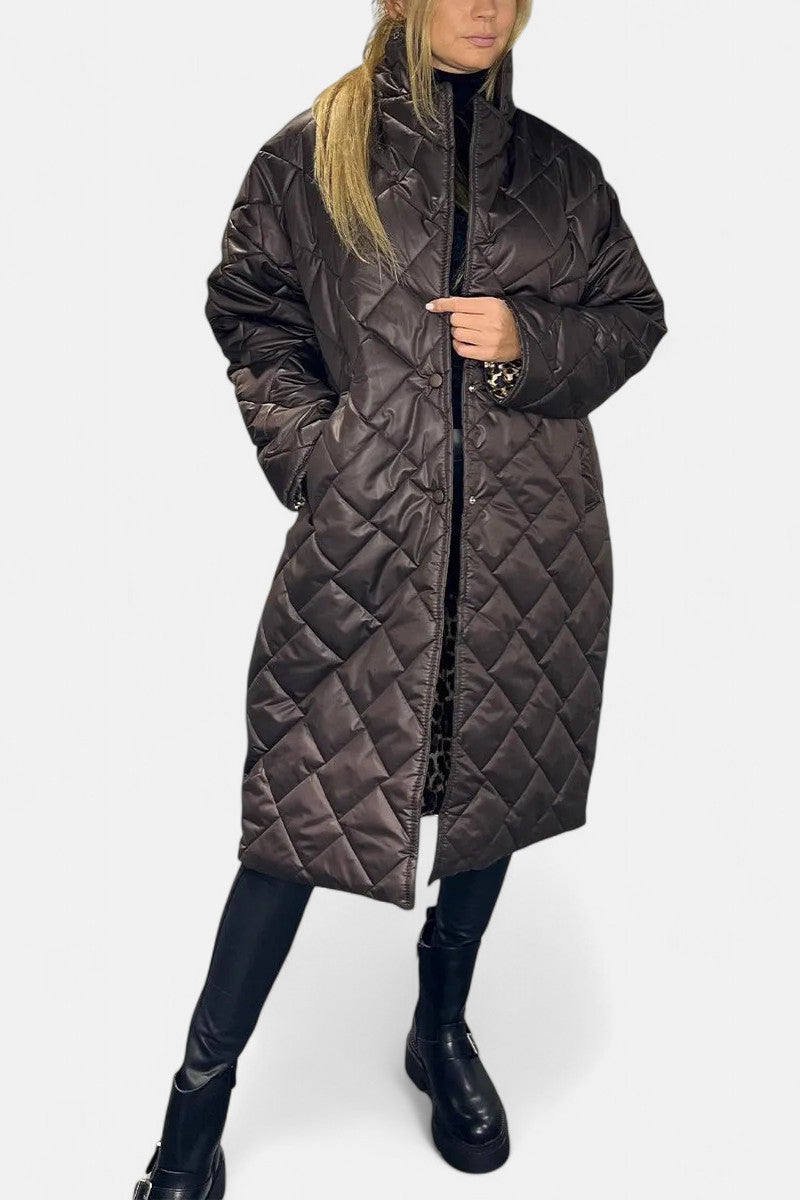 Ofira | Quilted Coat with Leopard Lining