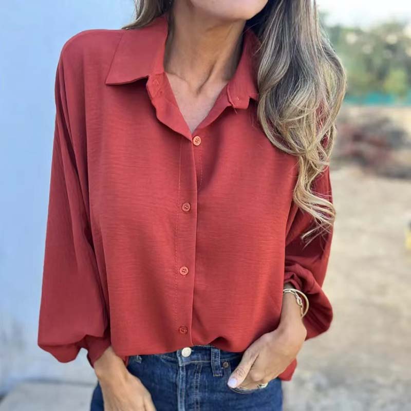 Amalyn | Elegant Solid Button-Up Blouse