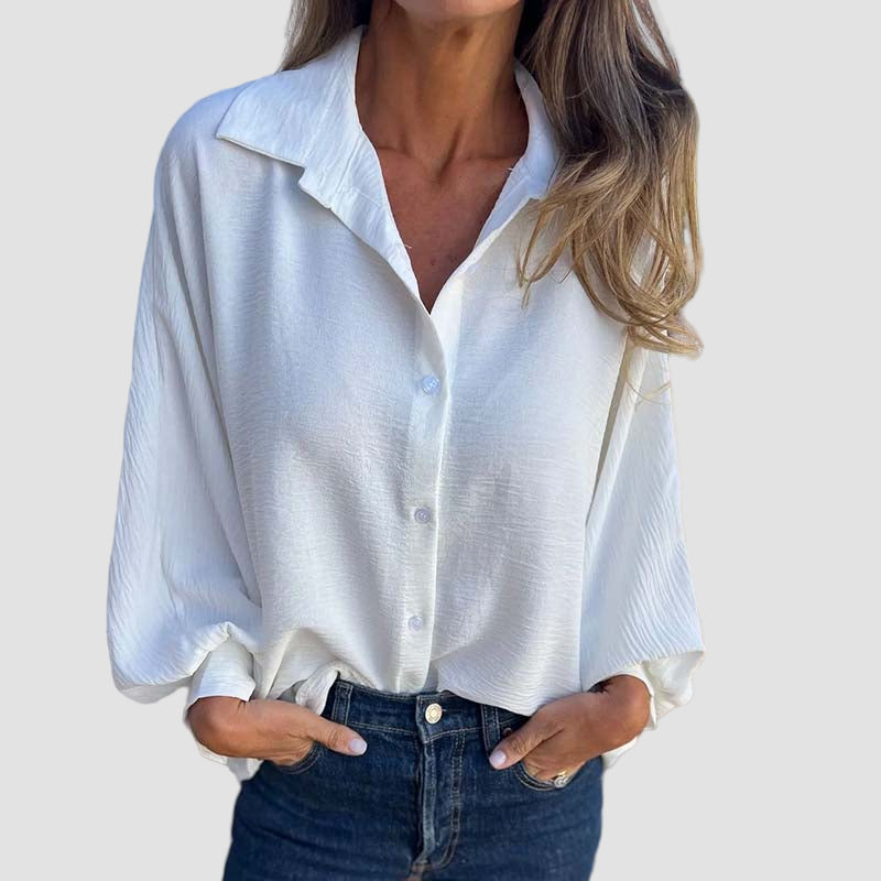 Amalyn | Elegant Solid Button-Up Blouse