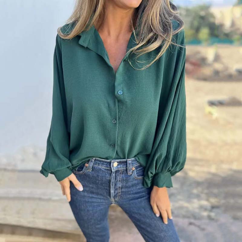 Amalyn | Elegant Solid Button-Up Blouse