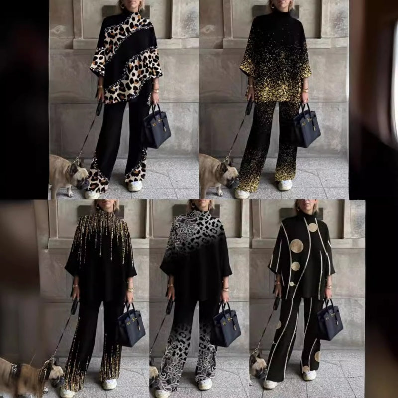 Ariana | High-Neck Printed Top & Pants Set