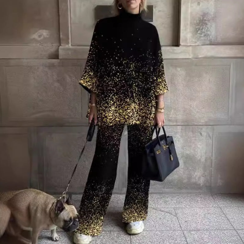 Ariana | High-Neck Printed Top & Pants Set