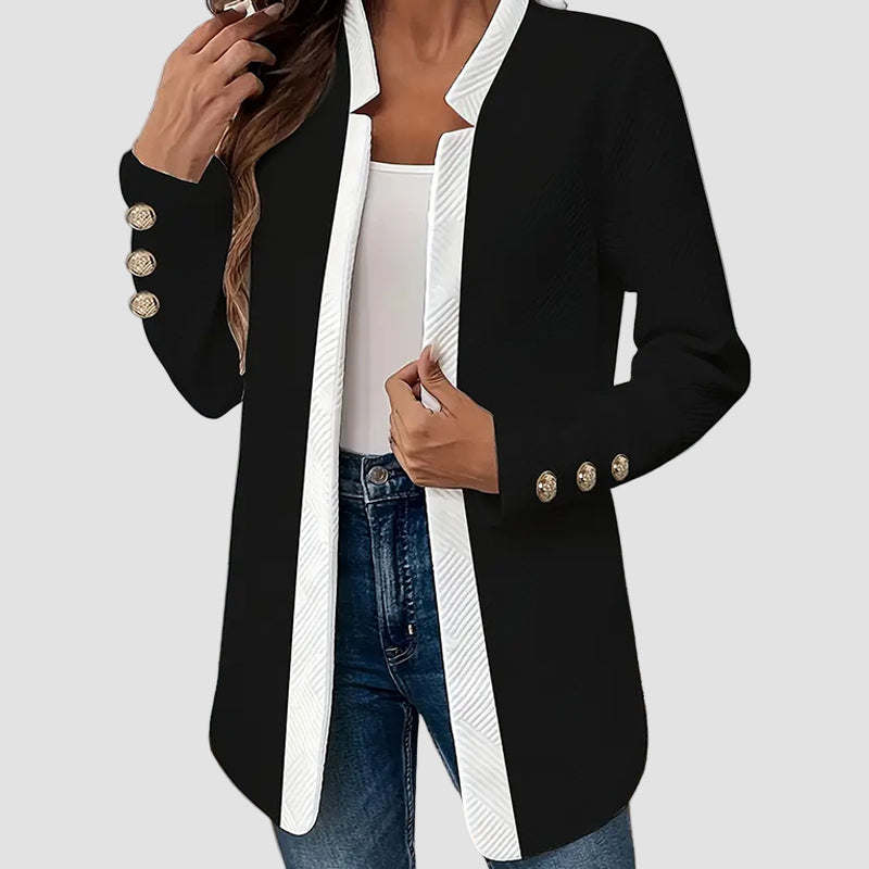 Aria | Stylish Color-Block Open-Front Coat