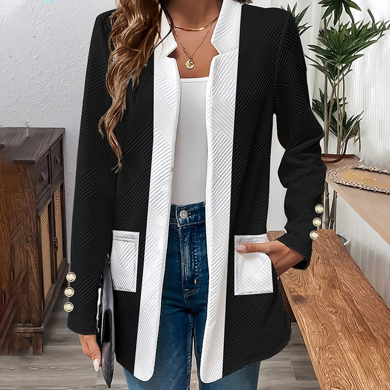 Aria | Stylish Color-Block Open-Front Coat