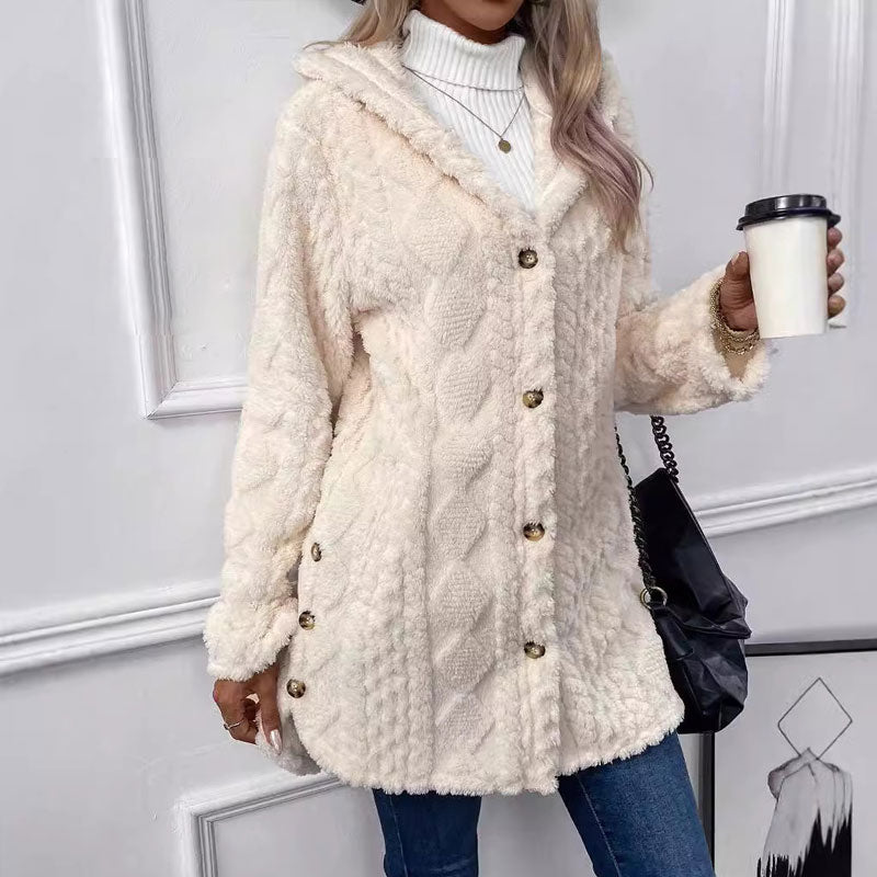 Avery | Warm Diamond-Pattern Hooded Jacket