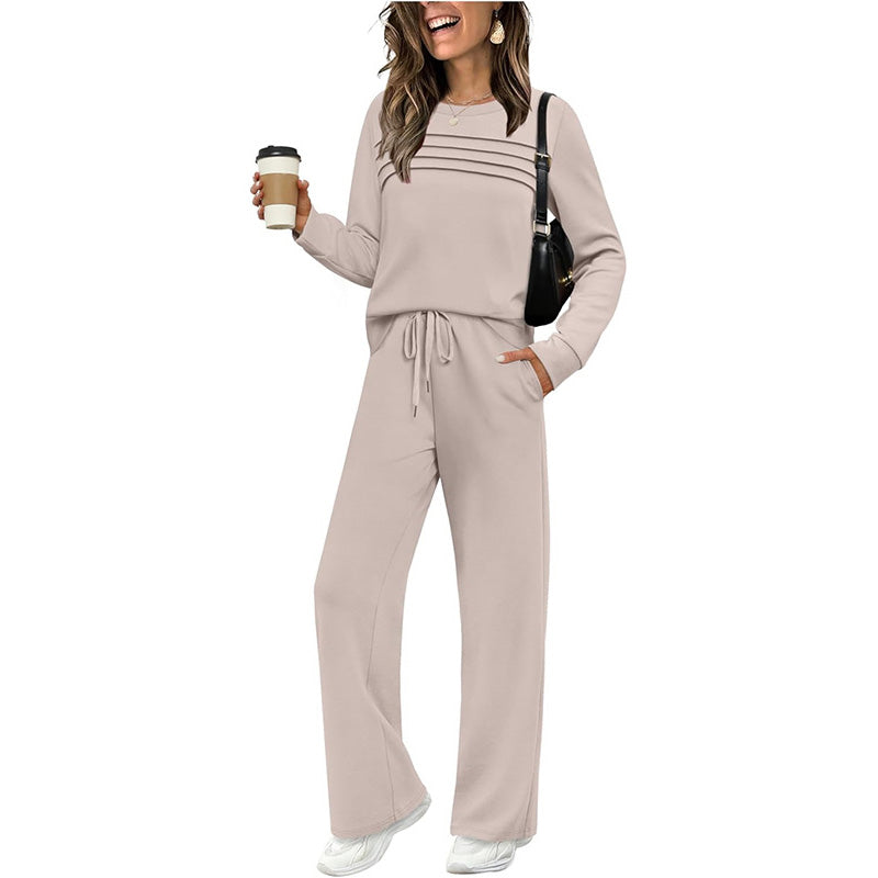 Serenna | Round Neck Top & Drawstring Pants Set