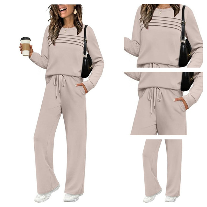 Serenna | Round Neck Top & Drawstring Pants Set