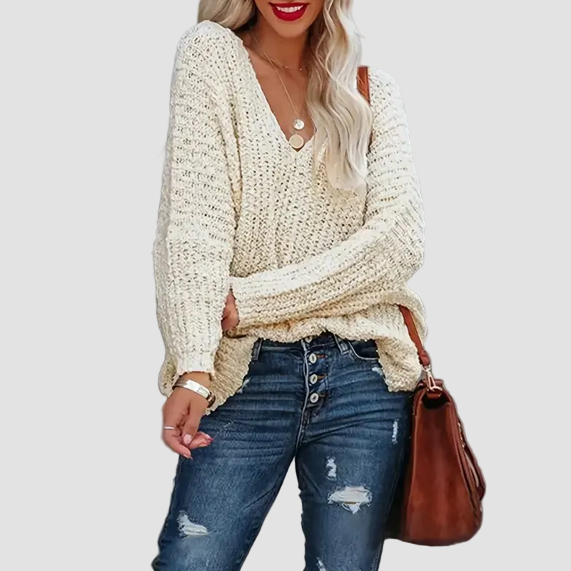 Harper | Oversized Double V-Neck Knit Sweater