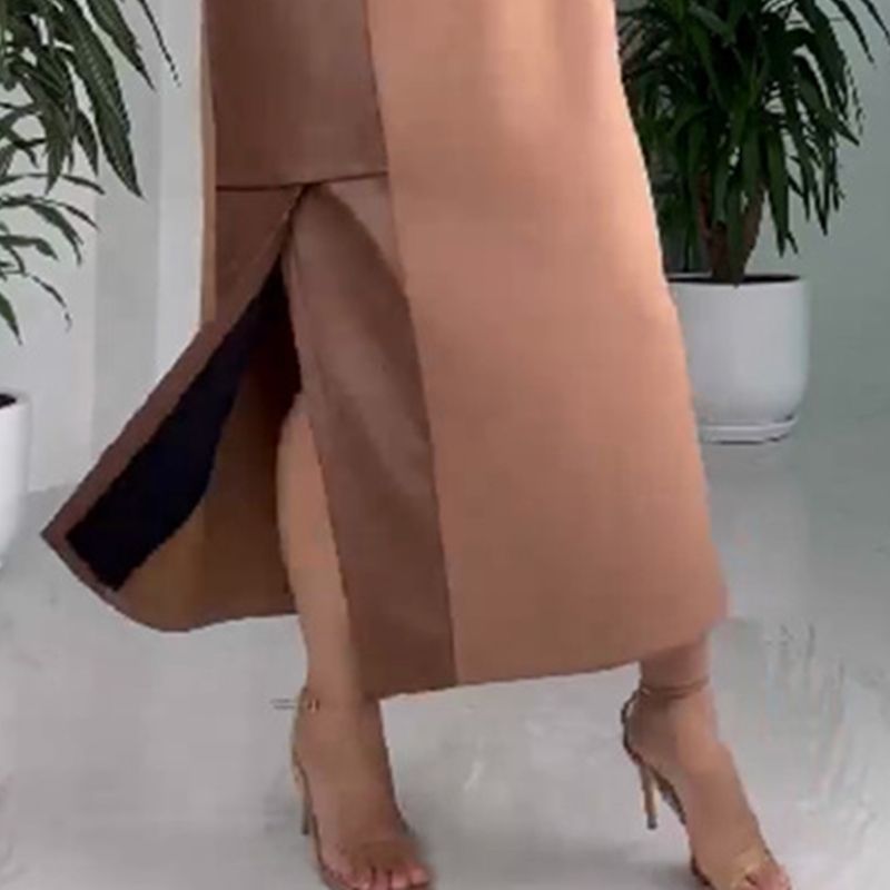 Amelia – Leather Patchwork Dress with Pockets
