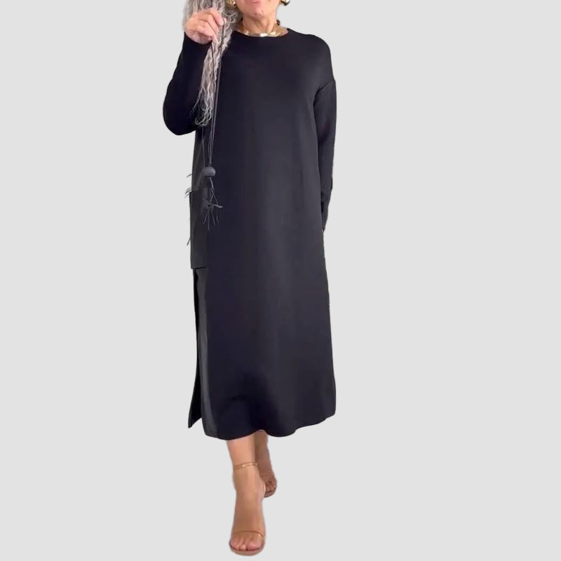 Amelia – Leather Patchwork Dress with Pockets