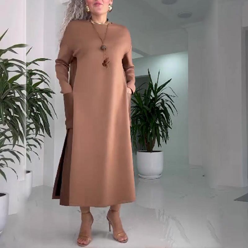 Amelia – Leather Patchwork Dress with Pockets