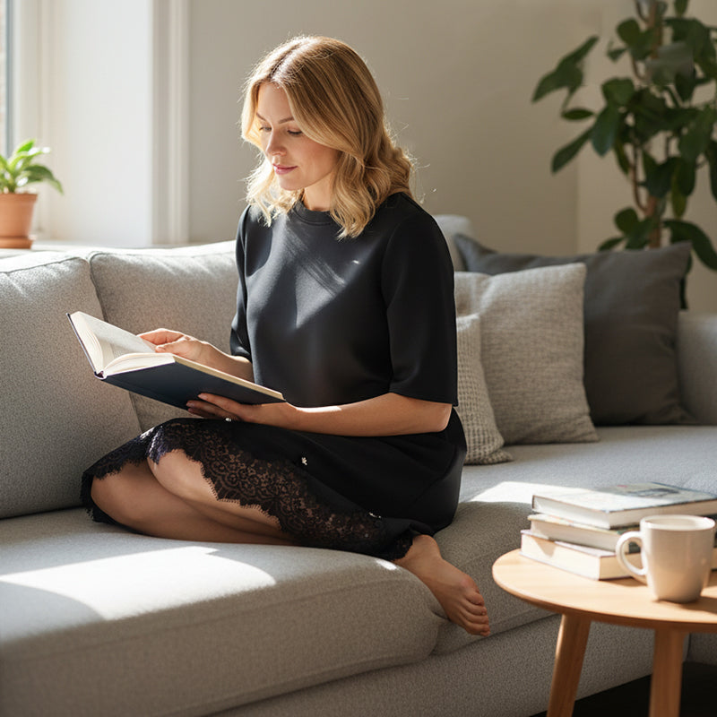 Sonia | Round Neck with Lace Hem Dress