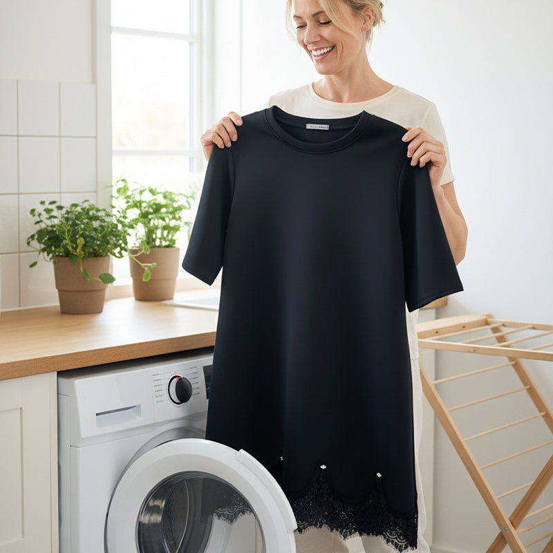 Sonia | Round Neck with Lace Hem Dress