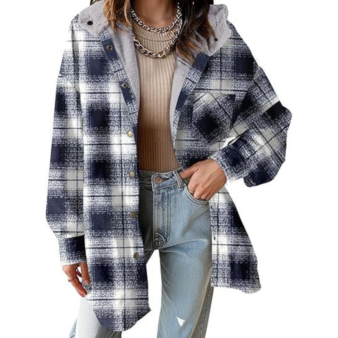 Tallulah | Relaxed Fit Hooded Plaid Jacket