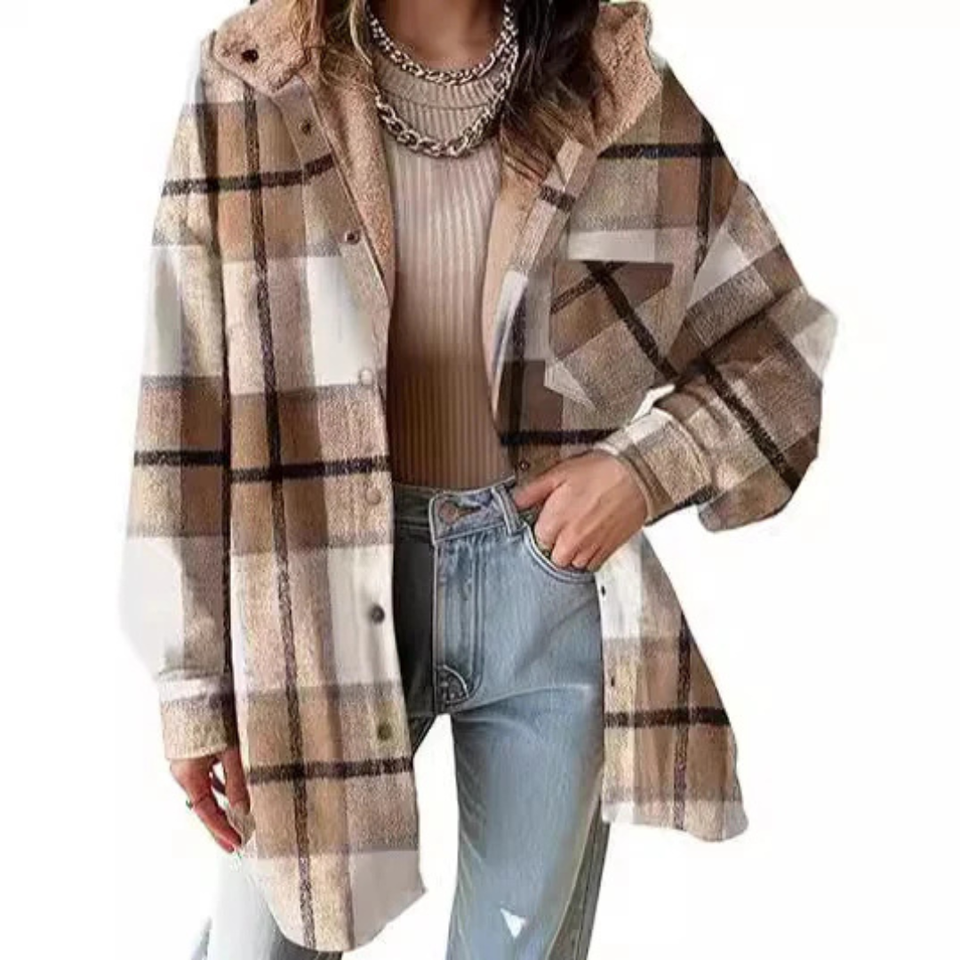 Tallulah | Relaxed Fit Hooded Plaid Jacket