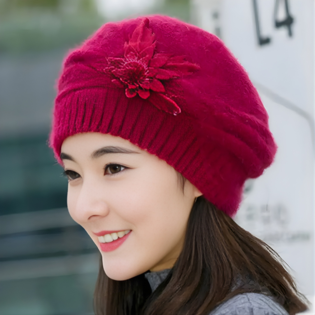 Floreva | Women's Flower Knit Beanie