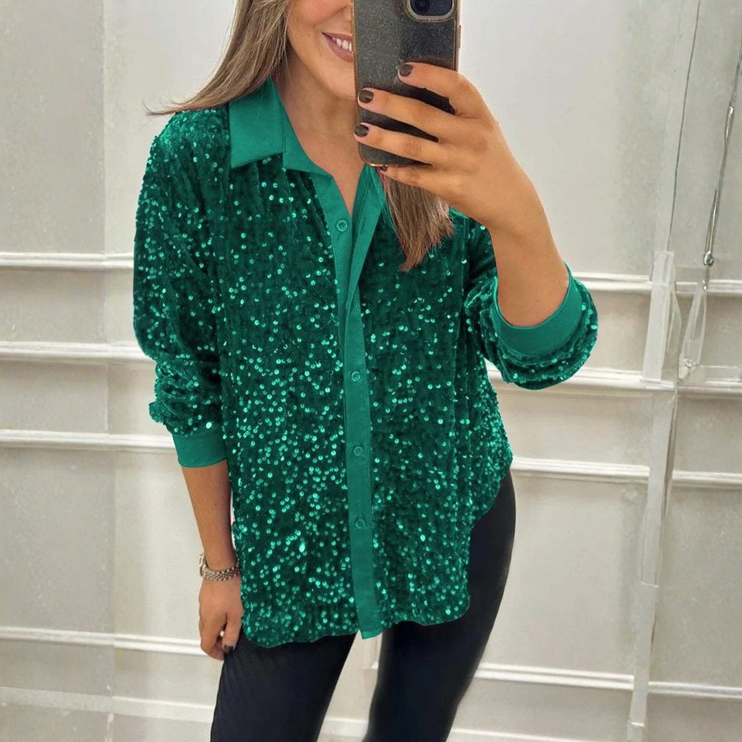 Elena | Sequin Patchwork Shirt