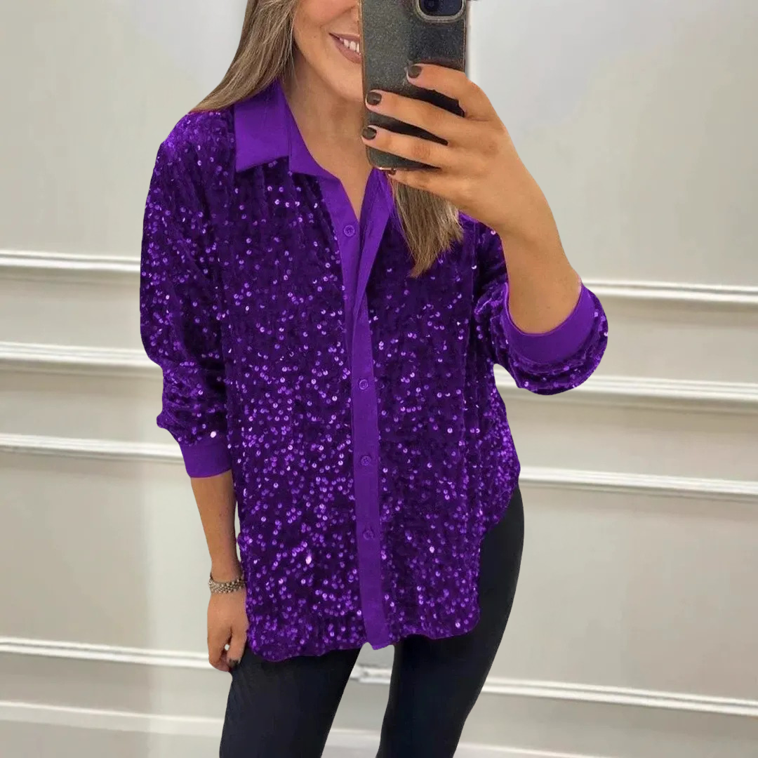 Elena | Sequin Patchwork Shirt
