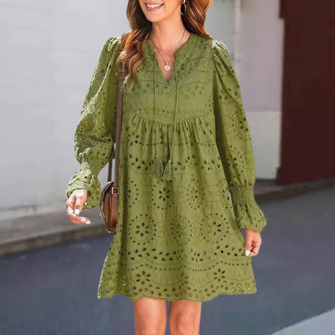 Marianne | Lace Tassel V-Neck Dress