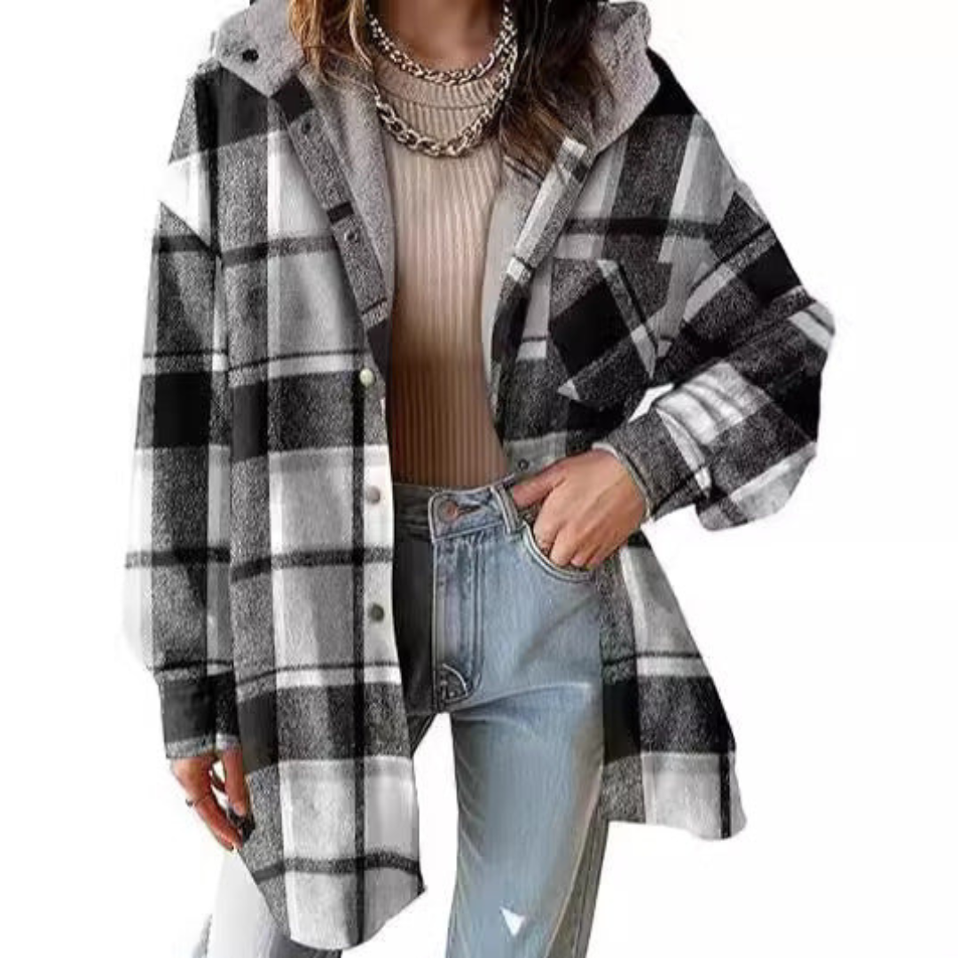 Tallulah | Relaxed Fit Hooded Plaid Jacket