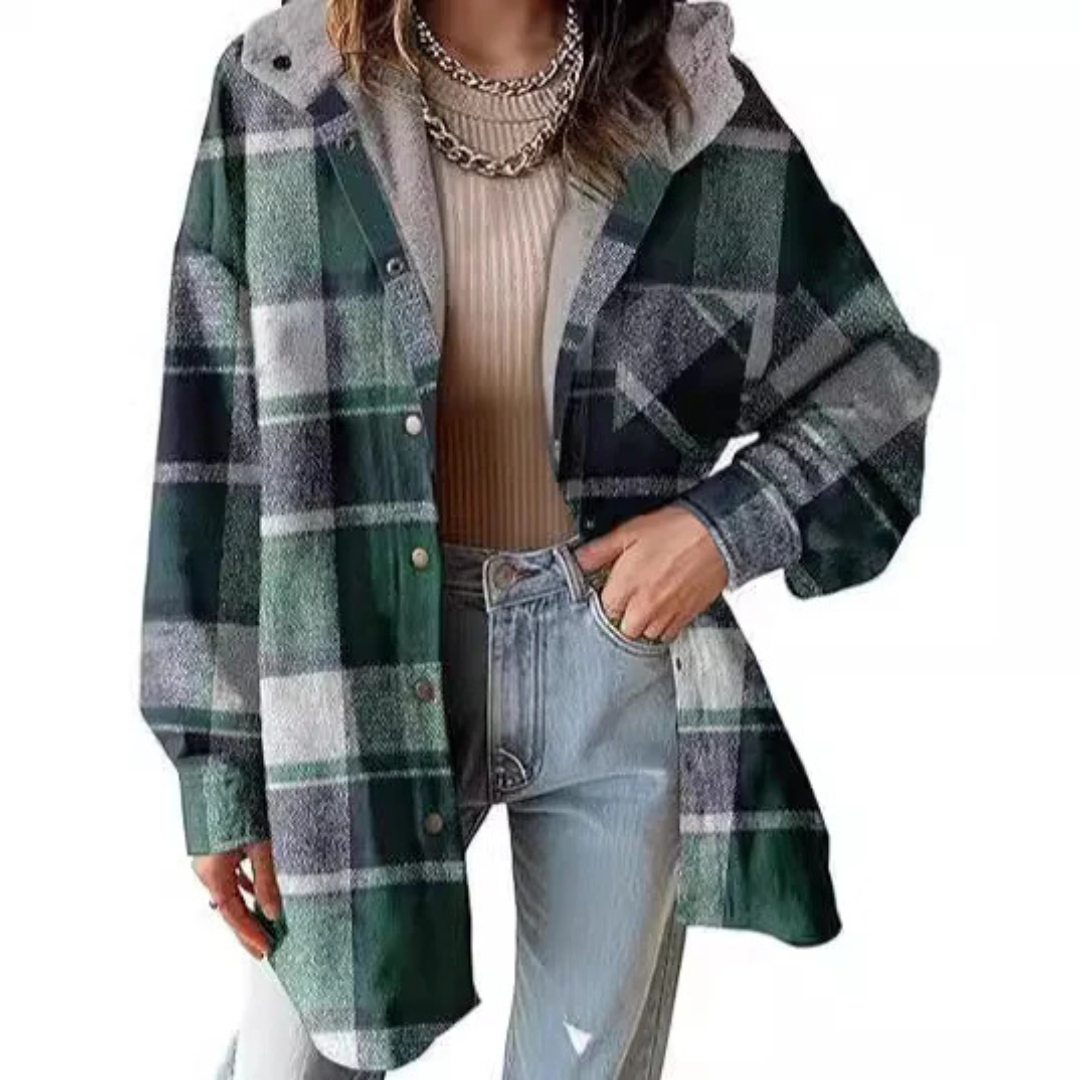 Tallulah | Relaxed Fit Hooded Plaid Jacket