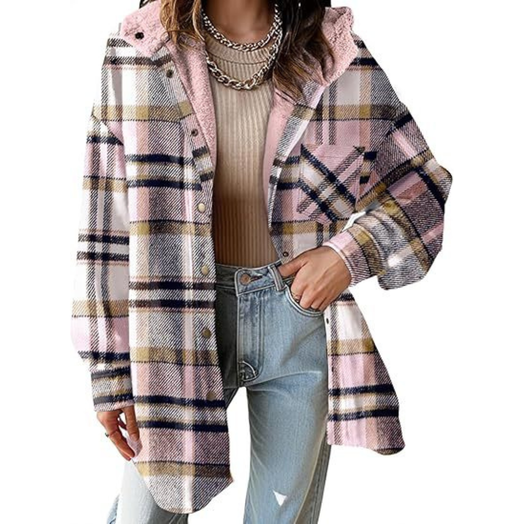 Tallulah | Relaxed Fit Hooded Plaid Jacket